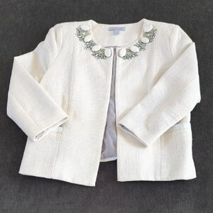 Dylan Cream Blazer with Crystal Embellishments